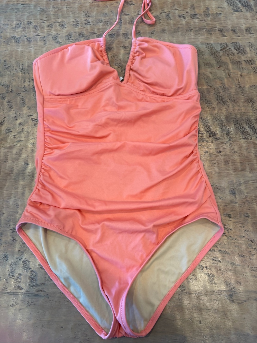 JCrew Coral Halter One-Piece Swimsuit